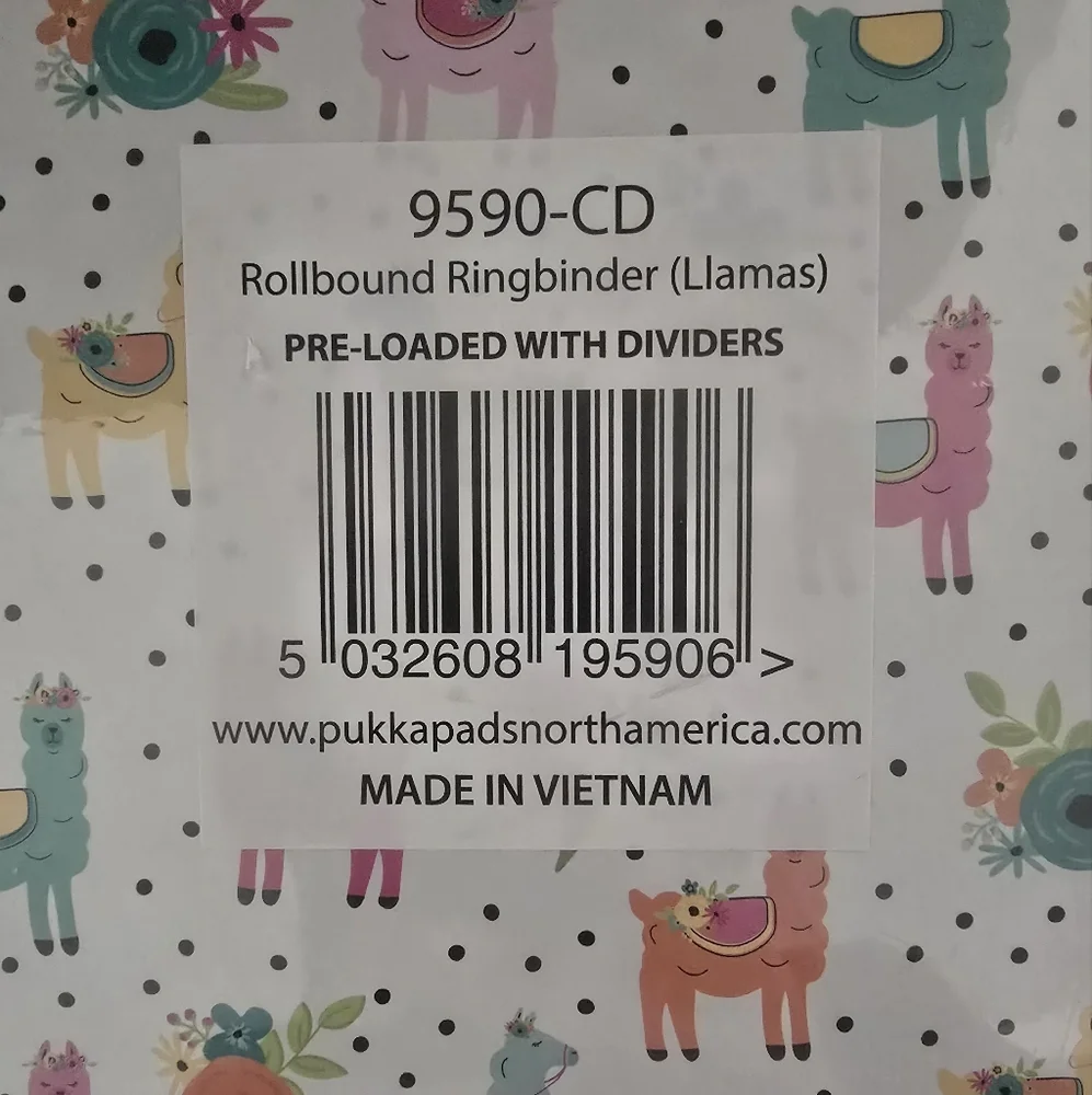 Llamas Ring Binder with dividers New